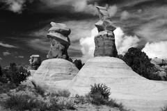 B009 Rock Formations and Clouds, Devils Garden, Utah  print