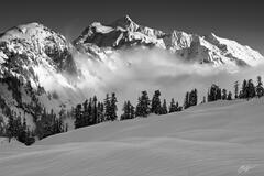 B058 Winter Scene and Mt Shuksan, Artis Ridge, Washington  print