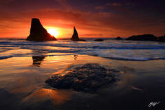 B133 Sunset Wizards Hat, Face Rock Beach, Bandon, Oregon print