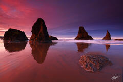 B135 Sunrise and Sea Stacks, Face Rock Beach, Bandon, Oregon print