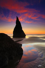B139 Sunset Wizards Hat, Face Rock Beach, Bandon, Oregon print