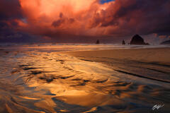 B158 Sunrise Thunderhead, Haystack Rock, Cannon Beach, Oregon  print