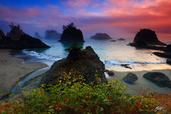 B176 Sunset from Secret Beach, Oregon Coast print