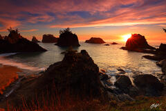 B173 Sunset from Secret Beach, Oregon Coast print