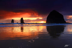 B198 Sunset with Haystack Rock and the Needles, Cannon Beach, Oregon print