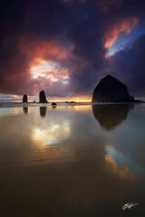 B274 Sunset and Haystack Rock, Cannon Beach, Oregon print