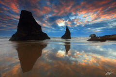 B275 Sunrise and Sea Stacks, Face Rock Beach, Bandon, Oregon  print