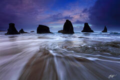 B291 Sunset in the Surf, Face Rock Beach, Bandon, Oregon print