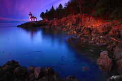 L012 Sunset Lime Kiln Lighthouse, San Juan Island, Washington print