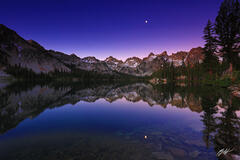 M195 Sunrise on the Sawtooth Mountains Reflected in Alice Lake, Idaho print