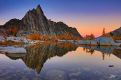 M218 Sunset Alpenglow Prusik Peak and Gnome Tarn, Enchantments, Washington print