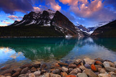 M296 Sunset Fairview Mountain Reflected in Lake Louise, Canada print