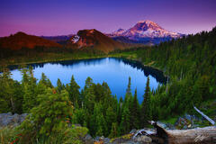 M340 Sunset Mt Rainier over Summit Lake, Washington print