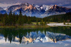 M392 Saddle Peak Reflected in Cascade Ponds, Banff, Canada print