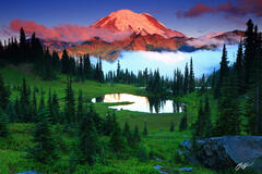M421 Sunrise Mt Rainier and Tipsoo Lake, Washington print