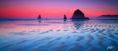 P115 Sunrise Hastack Rock, Cannon Beach, Oregon print