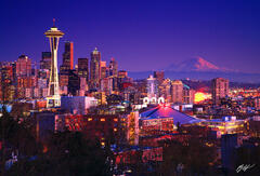 U001 Seattle Skyline at Night, Kerry Park, Washington print