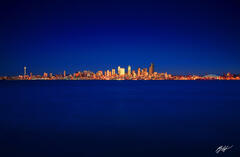 U012 Seattle Skyline at Night, West Seattle, Washington print