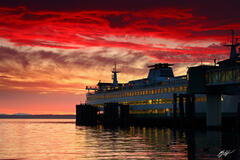 U040 Sunset Edmonds Ferry at Dock, Washington print