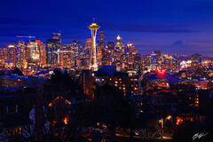 U042 Seattle Skyline at Night, Kerry Park, Washington print