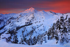 W144 Winter Sunrise on Mt Baker, Washington  print