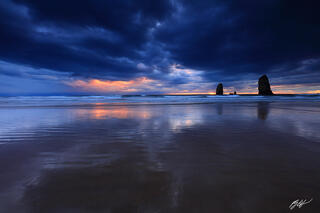 B178 Stormy Sunset, Haystack Rock, Cannon Beach, Oregon