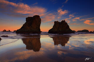 Sunrise and Sea Stacks, Face Rock Beach, Bandon, Oregon