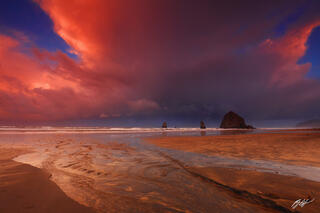 B269 Sunrise and Haystack Rock, Cannon Beach, Oregon