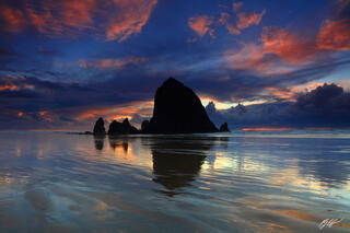 B271 Sunset Haystack Rock, Cannon Beach, Oregon