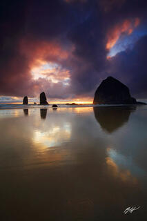 B274 Sunset and Haystack Rock, Cannon Beach, Oregon