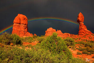 D135 Rainbow over Balancing Rock, Arches, Utah