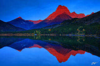 M129 Sunrise Mt Wilber Reflected in Swift Current Lake, Montana