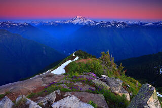 M176 Sunset Glacier Peak from Green Mountain, Washington