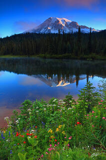 M190 Mt Rainier Reflected in Reflection Lakes, Washington