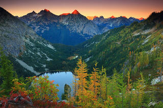 M274 Sunset Over Lake Ann and the North Cascades, Washington