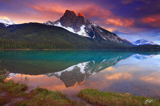 M292 Sunset Wapta Mountain Reflected in Emerald Lake, Canada