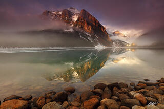 M293 Foggy Morning Reflection in Lake Louise, Canada