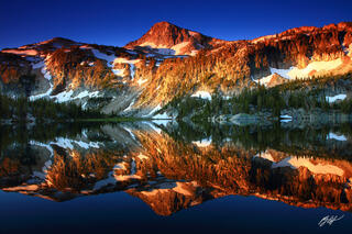M297 Sunrise Eagle Cap Reflected in Mirror Lake, Oregon