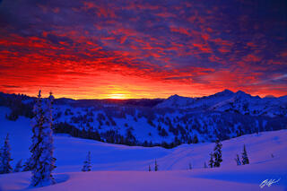 P132 Winter Sunrise, Tatoosh Range, Washington