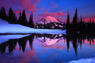 P184 Winter Sunrise Mt Rainer, Washington