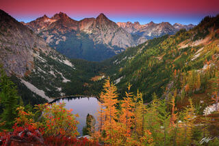 P206 Sunset Over Lake Ann, North Cascades, Washington