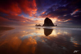 P209 Sunset Haystack Rock, Cannon Beach, Oregon