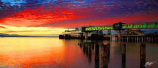 Pano105 Sunset Edmonds Ferry at Dock, Washington