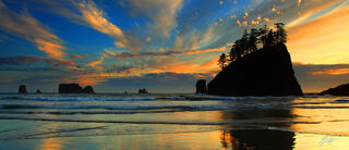 Pano 123 Sunset from Second Beach, Olympic National Park, Washington