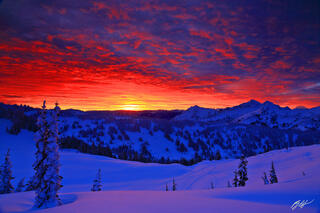 W101 Winter Sunrise over the Tatoosh Range, Washington