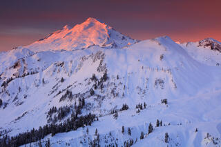 W143 Winter Sunrise on Mt Baker, Washington 
