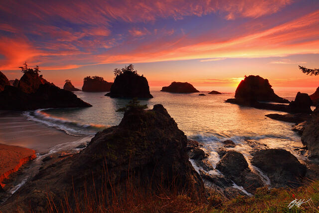 B174 Sunset from Secret Beach, Oregon Coast print