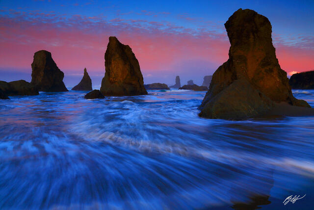 B209 Sunrise in the Surf, Face Rock Beach, Bandon, Oregon print