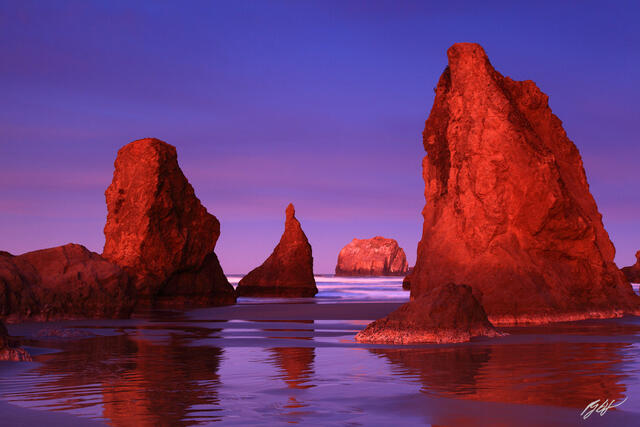 B240 Sunrise and Sea Stacks, Face Rock Beach, Bandon, Oregon  print