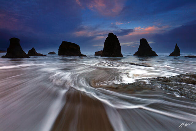 B290 Sunset in the Surf, Face Rock Beach, Bandon, Oregon print